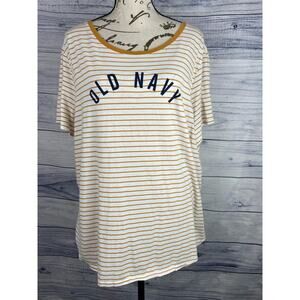 Old Navy Everywhere Yellow Stripe Tee Shirt Womens XXL Short Sleeves 100% Cotton